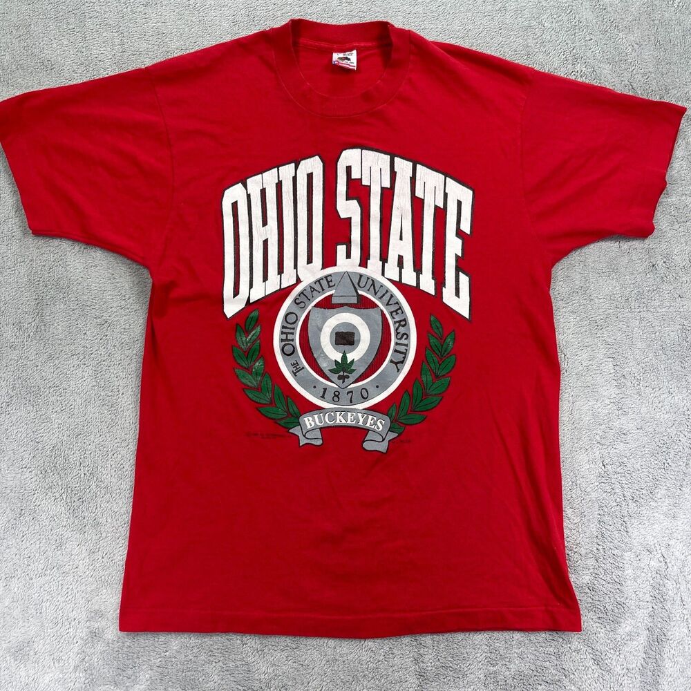 Vintage 88' Ohio State Buckeyes Football Shirt Mens Large Red Single Stitch